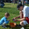 Dominick Mygynd, 2, and dad Niels Mygynd inspect the haul.